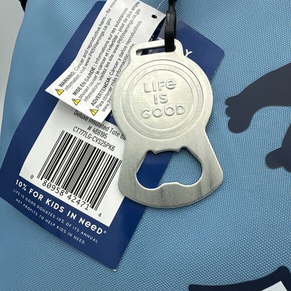 Life Is Good Blue 36-Can Insulated Cooler Tote NEW - Picture 2 of 4